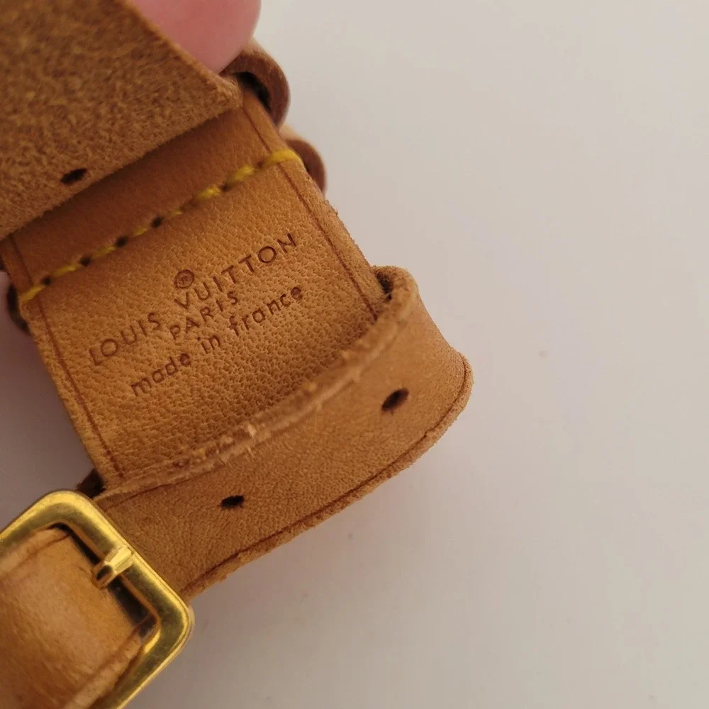 Louis Vuitton Vachetta Leather Luggage Tag and Handle Binder Poignee Set France